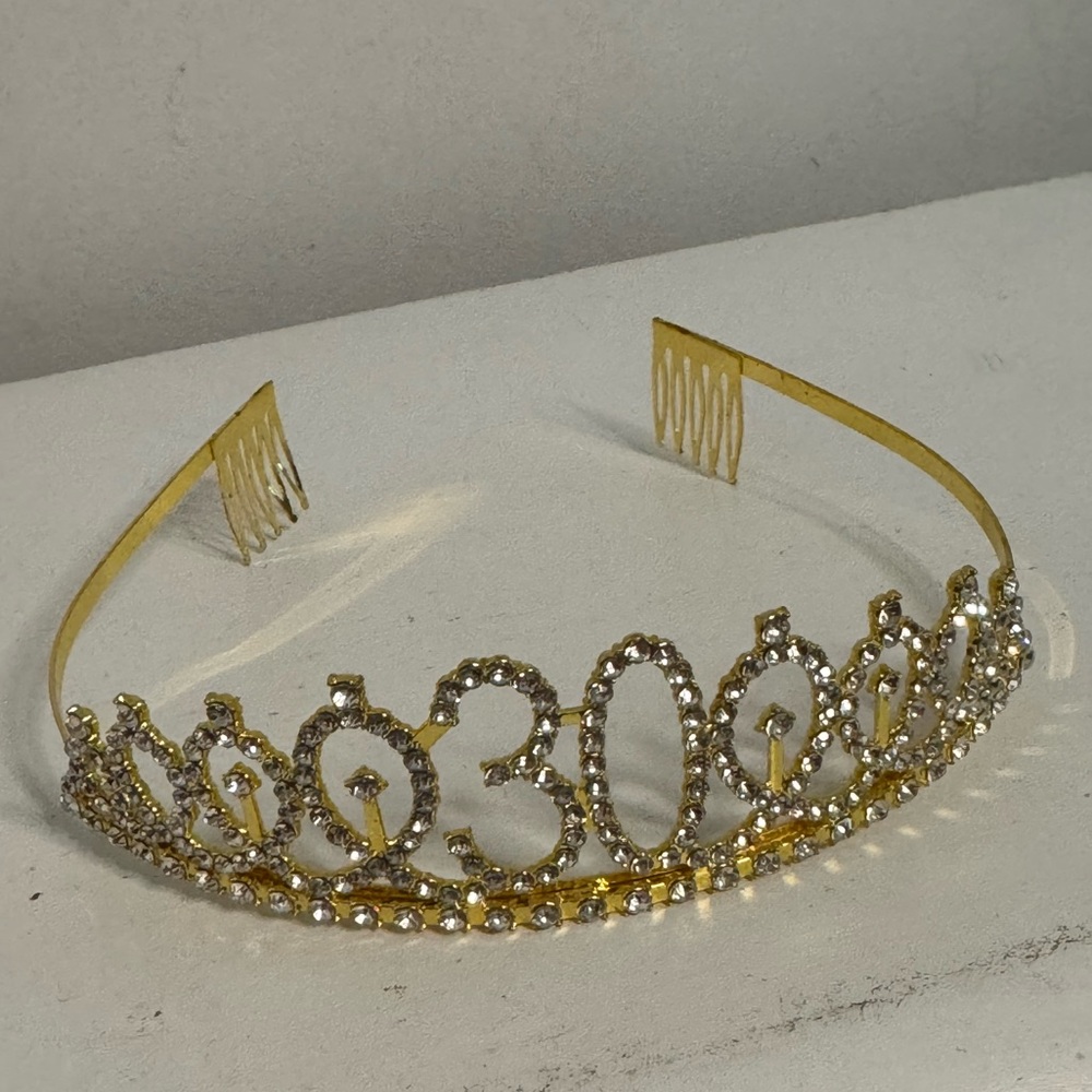 30 Gold and Silver rhinestone tiara Thirty Birthday tiara
thirtieth Birthday